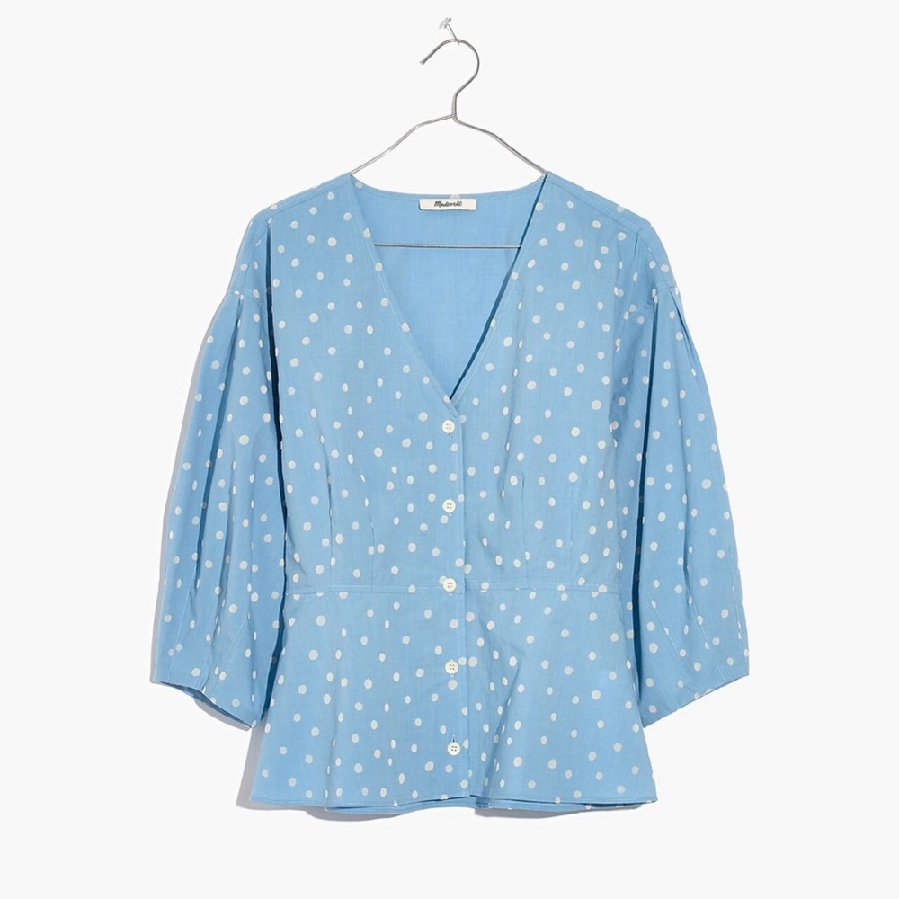Madewell Blue Dot Peplum Top Size 2